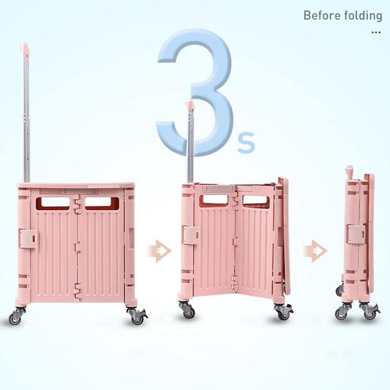 Foldable Rolling Crate Trolley Cart with Wheels Foldable Utility Cart on Wheels Collapsible Cart with Wheels Folding Portable Rolling Crate Handcart Shopping Trolley Wheel Box Lid Collapsible Grocery