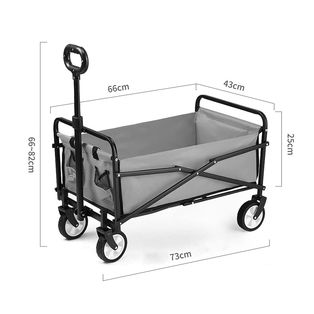 Suuim Collapsible Folding Wagon, Heavy Duty Collapsible Folding Wagon Utility Outdoor Camping Garden Cart with Adjustable Handle,600D Wear-Resistant Oxford