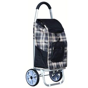 Collapsible Folding Wagon, Folding Shopping Cart Trolley, with Swivel Wheels and Seat Lightweight Waterproof No Noise Grocery Utility Rolling Hand Car