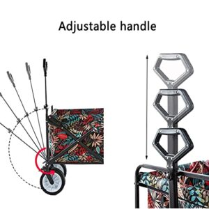 Suuim Collapsible Folding Wagon, Outdoor Folding Utility Wagon Outdoor Camping Trolley, Portable Handcart with Brake, Garden Utility Truck, for Picnic Fishi