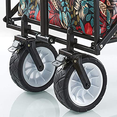 Suuim Collapsible Folding Wagon, Outdoor Folding Utility Wagon Outdoor Camping Trolley, Portable Handcart with Brake, Garden Utility Truck, for Picnic Fishi