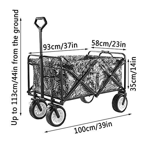 Suuim Collapsible Folding Wagon, Outdoor Folding Utility Wagon Outdoor Camping Trolley, Portable Handcart with Brake, Garden Utility Truck, for Picnic Fishi