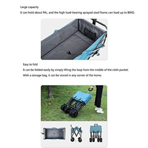 Suuim Collapsible Folding Wagon, Folding Camping Wagon,Collapsible Beach Garden Cart,Heavy Duty Utility Garden Yard Folding Cart,with Side Pocket Cup Holder