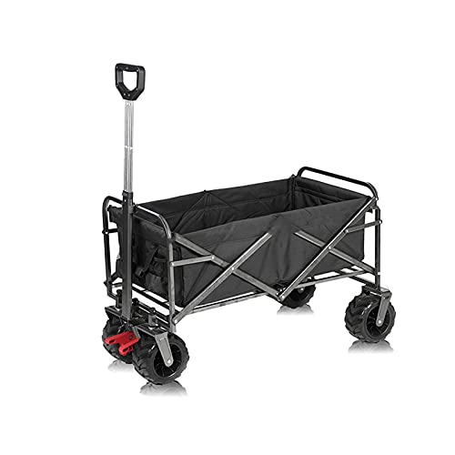 Suuim Collapsible Folding Wagon, Folding Camping Wagon,Collapsible Beach Garden Cart,Heavy Duty Utility Garden Yard Folding Cart,with Side Pocket Cup Holder