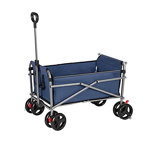 Suuim Collapsible Folding Wagon, Folding Camping Wagon,Collapsible Beach Garden Cart,Heavy Duty Utility Garden Yard Folding Cart,with Side Pocket Cup Holder