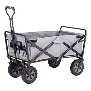 suuim collapsible folding wagon, outdoor folding utility wagon 4 wheeled folding camping cart, utility garden trolley, portable outdoor handcart with brake,