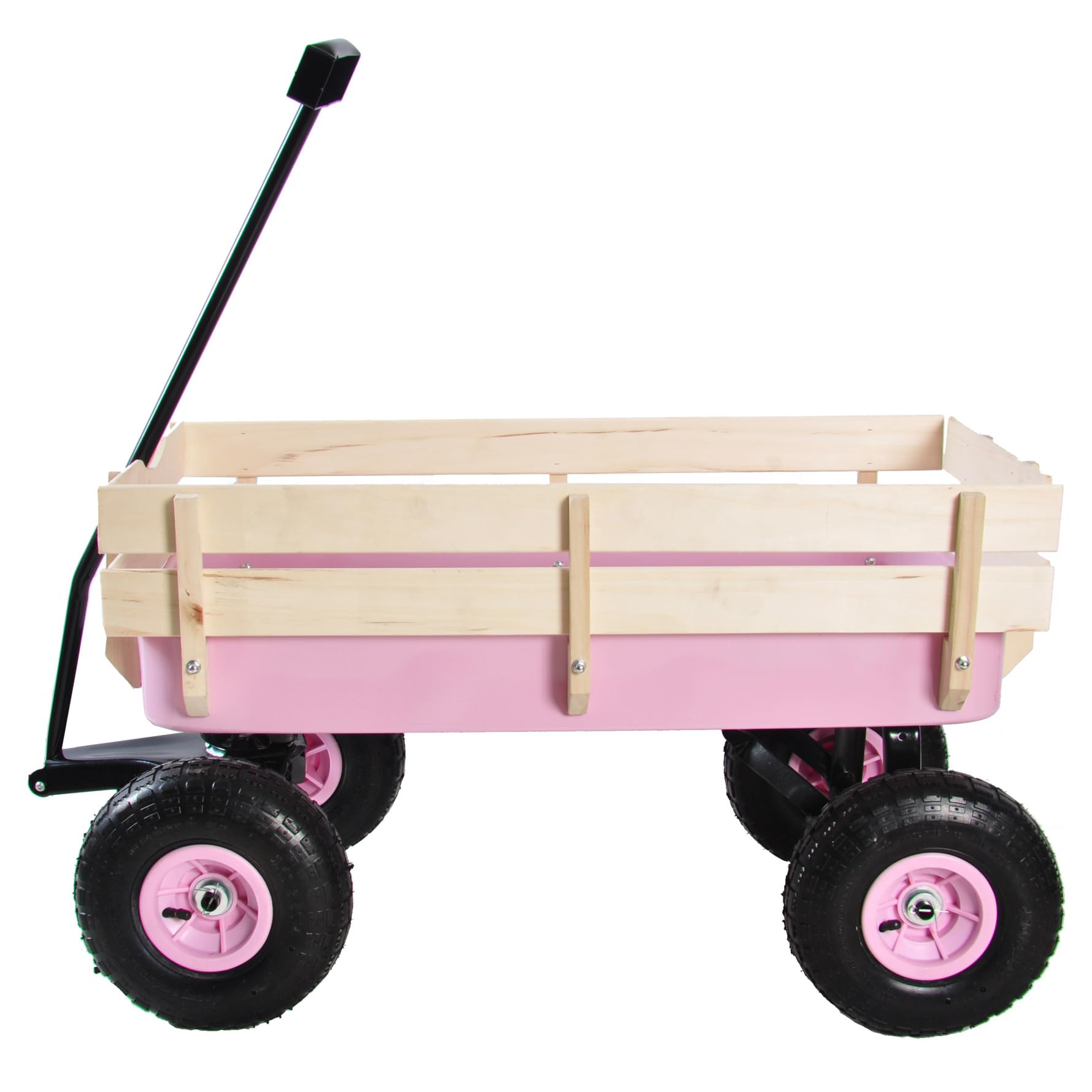 Collapsible Folding Wagon, Push Pull Foldable Beach Wagon Cart with All-Terrain Wheels, Heavy Duty Utility Grocery Wagon for Outdoor Camping Garden Sport Shopping,Pink