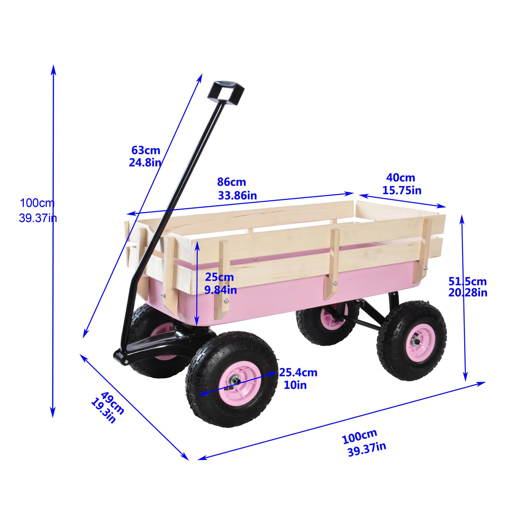 Collapsible Folding Wagon, Push Pull Foldable Beach Wagon Cart with All-Terrain Wheels, Heavy Duty Utility Grocery Wagon for Outdoor Camping Garden Sport Shopping,Pink