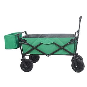 Suuim Collapsible Folding Wagon, Outdoor Folding Utility Wagon 4-Wheel Portable Fishing Cart, Folding Camping Trolley with Storage Basket, Heavy Beach Truck