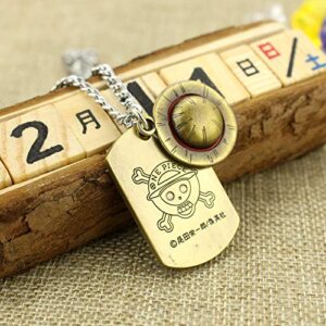 MEETCUTE Anime One Piece Luffy Skeleton The Straw Hat Pirates Rope Chain Pendant Necklace Cap Cosplay for Boys Men