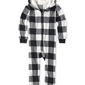 The Children's Place Kids One Piece Family Matching, Christmas Pajama Sets, Fleece, Black/White Check, Small