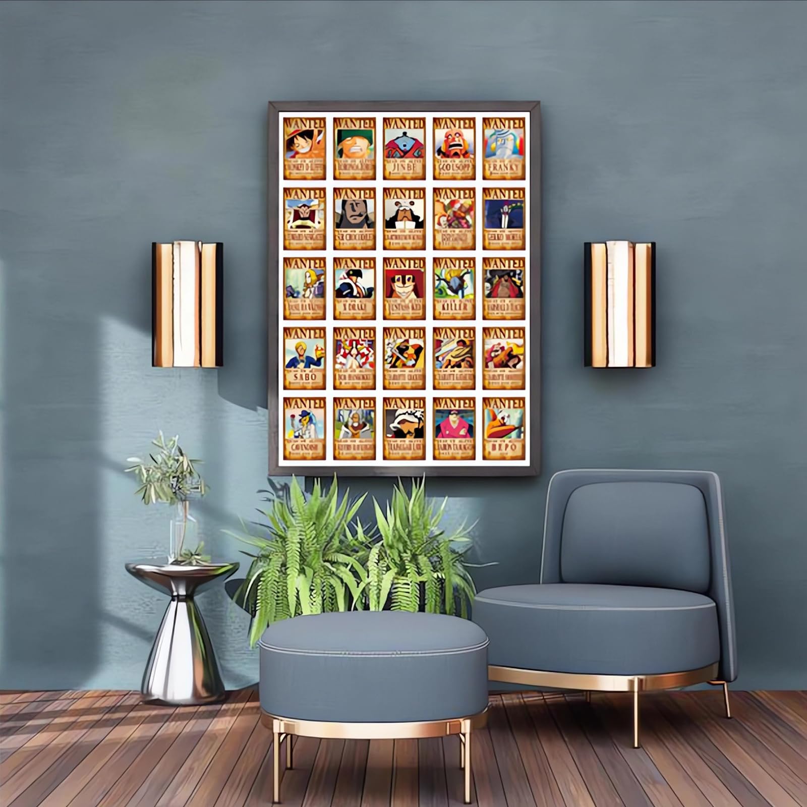 Set of 100 Anime One Piece Wanted Poster Postcards Luffy Zoro Sanji Nami Usopp Chopper Robin Franky Brook Wall Art Posters & Prints for Room Decor Aesthetic and Gifts (6×4 in)