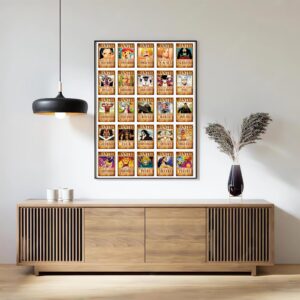 Set of 100 Anime One Piece Wanted Poster Postcards Luffy Zoro Sanji Nami Usopp Chopper Robin Franky Brook Wall Art Posters & Prints for Room Decor Aesthetic and Gifts (6×4 in)