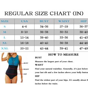 Girita Women's One Piece Swimsuit Tummy Control Mesh Bathing Suit Beach Pool Monokinis Orange (M)