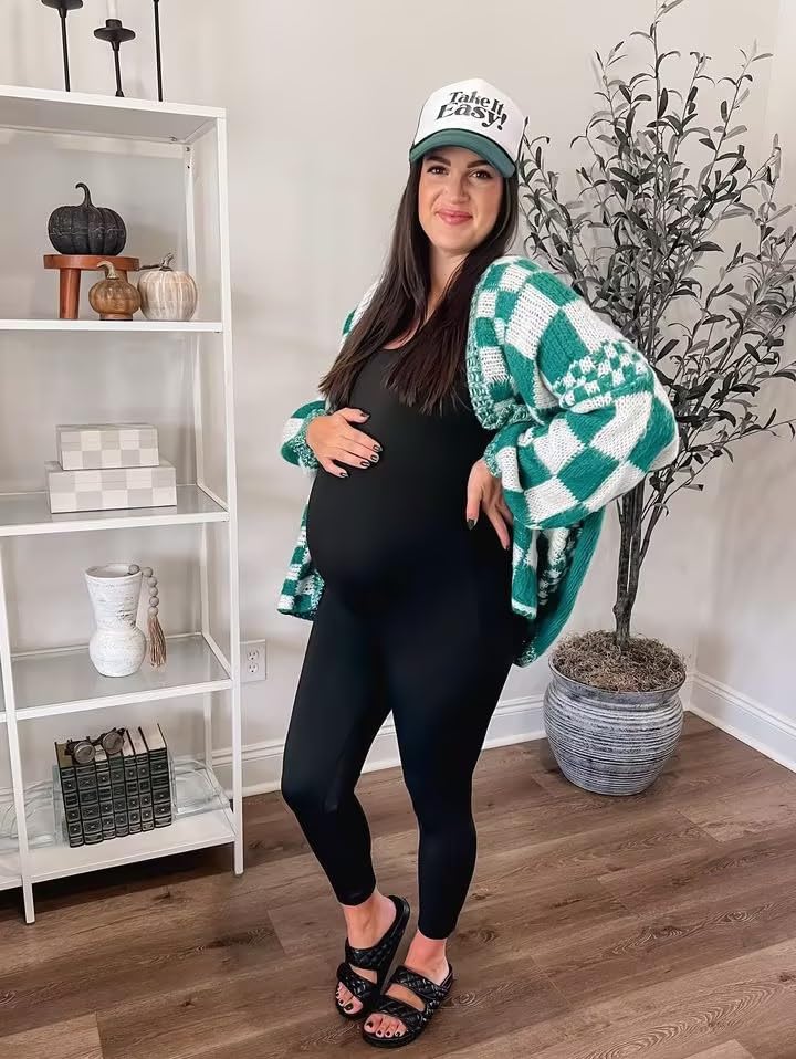 Bhome Maternity Jumpsuits Sleeveless Romper Pregnant Bodysuit One-piece Leggings Activewear Black L