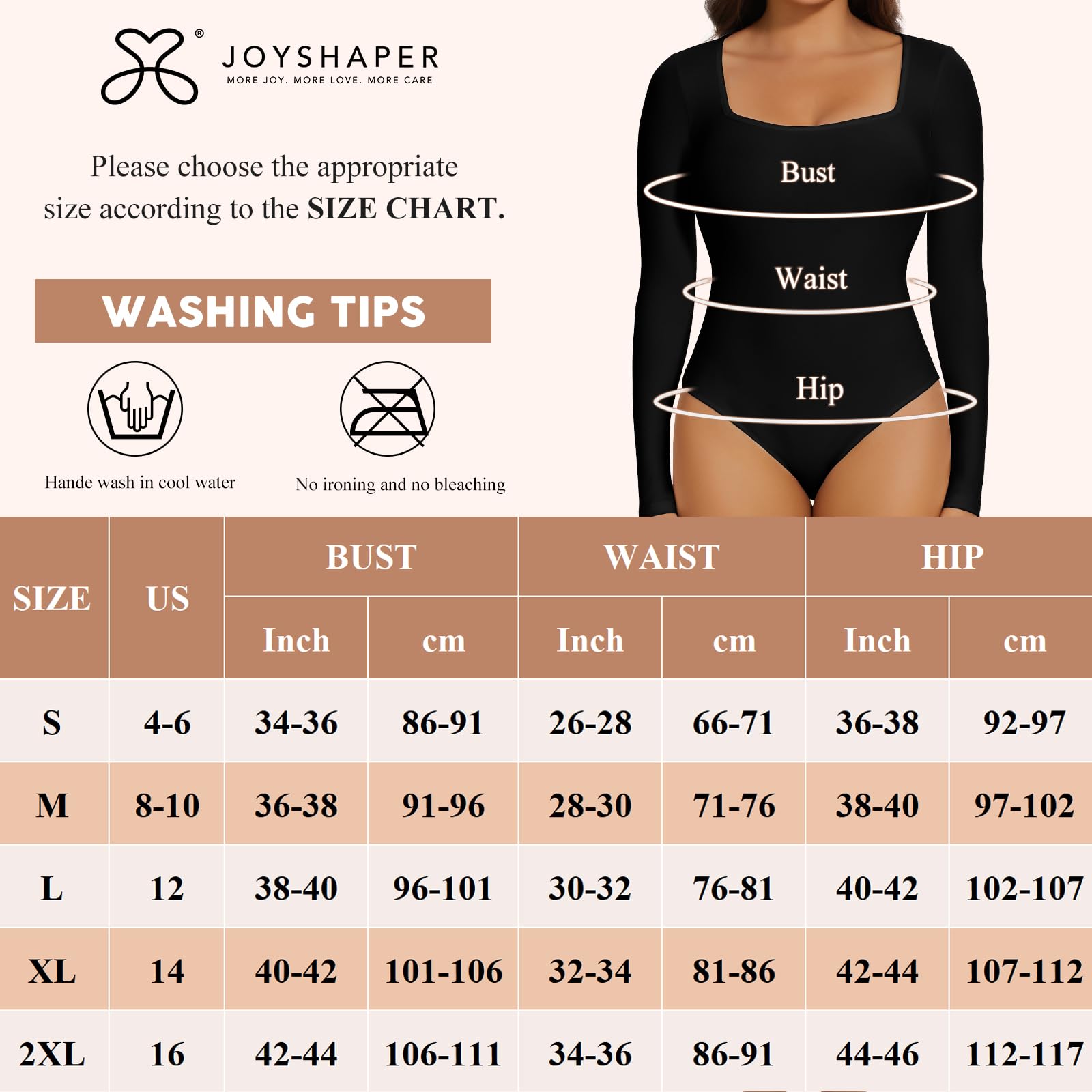 JOYSHAPER Women's Bodysuits Square Neck Long Sleeve Stretchy Basic One Piece Bodysuit Shirt Tops Black L