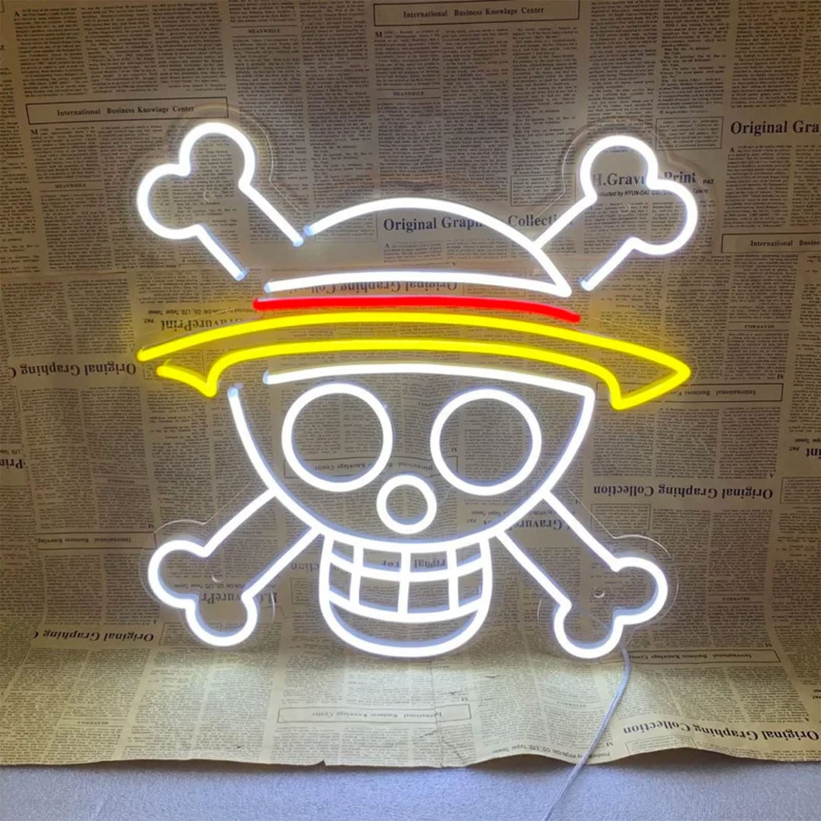 One Piece Anime Neon Signs Japanese Anime Luffy Skull Head Flexible Night Light Sign Indoor Home Kids Teen Bedroom Wall Art Decor for Bar Club Party Halloween Gifts