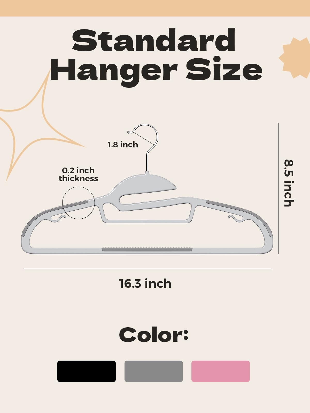 HOUSE DAY Grey Plastic Hangers 50 Pack, Slim Clothes Hangers Space Saving, Non Slip Hangers with Rubber Pads, Sturdy Coat Hangers for Closet, S-Shaped Hangers for Shirt, Suit, Pant, Skirt