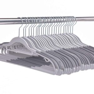 Quality Hangers Clothes Hangers 50 Pack - Non-Velvet Plastic Hangers for Clothes - Heavy Duty Coat Hanger Set - Space-Saving Closet Hangers with Gray Swivel Hooks - Functional Non-Flocked Hangers