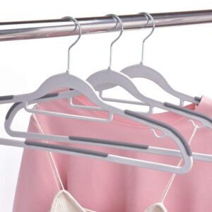 Quality Hangers Clothes Hangers 50 Pack - Non-Velvet Plastic Hangers for Clothes - Heavy Duty Coat Hanger Set - Space-Saving Closet Hangers with Gray Swivel Hooks - Functional Non-Flocked Hangers