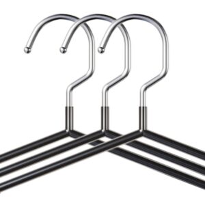 Kabudar Metal Hangers Non-Slip Suit Coat Hangers Chrome and Black Friction, Metal Clothes Hanger with Rubber Coating, 16 Inches Wide, Set of 20 (Black)