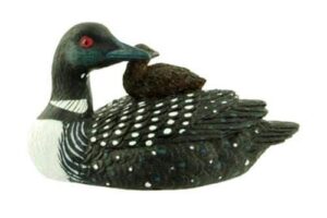 rustic axentz miniature black loon duck figure, collectible figurine statuette, 3" (with baby)