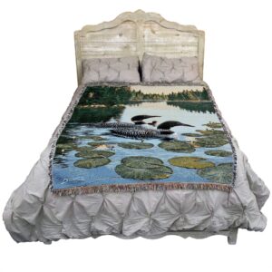 Pure Country Weavers Enchanted Passage Loons Blanket by Derk Hanson - Lake Lodge Cabin Gift Tapestry Throw Woven from Cotton - Made in The USA (72x54)