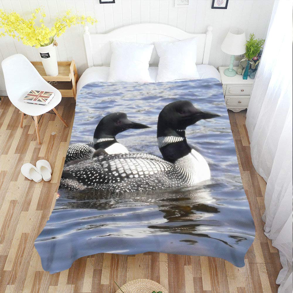 Moslion Soft Cozy Throw Blanket Loon Lake Wild Duck Fuzzy Warm Couch/Bed Blanket for Adult/Youth Polyester 60 X 80 Inches(Home/Travel/Camping Applicable)