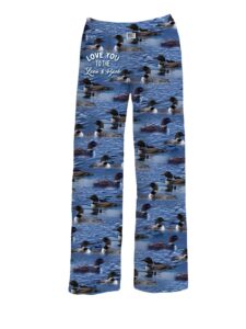 brief insanity lounge pajamas pants for men & women | cute minnesota graphic print bottoms - soft, comfy loungewear pants (i love you to the loon and back, small)