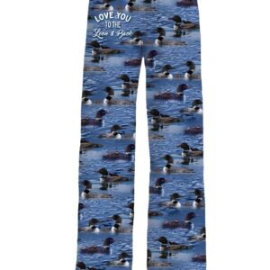 BRIEF INSANITY Lounge Pajamas Pants for Men & Women | Cute Minnesota Graphic Print Bottoms - Soft, Comfy Loungewear Pants (I Love You to the Loon and Back, Small)