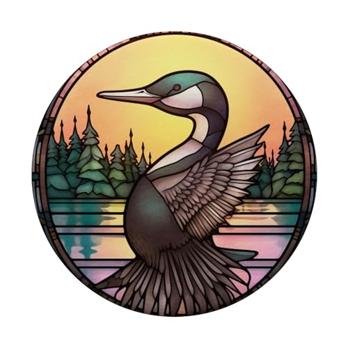 Loon Bird Stained Glass PopSockets Standard PopGrip