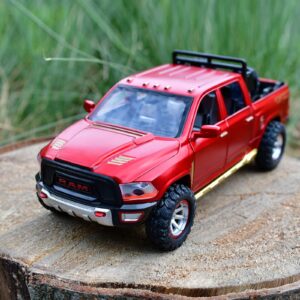 RAM 1500 Pickup Truck Toys for Boy Age 4-7 Diecast Metal Model Trucks Open Door Pull Back Toy Cars with Lights and Sound Gift for Kids 3-8 Years