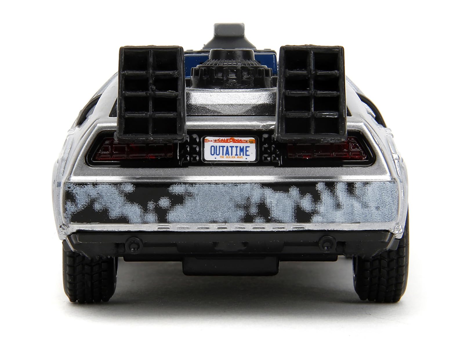 DMC Delorean Time Machine Brushed Metal (Frost Version) Back to The Future (1985) Movie Hollywood Rides Series 1/32 Diecast Model Car by Jada 34785