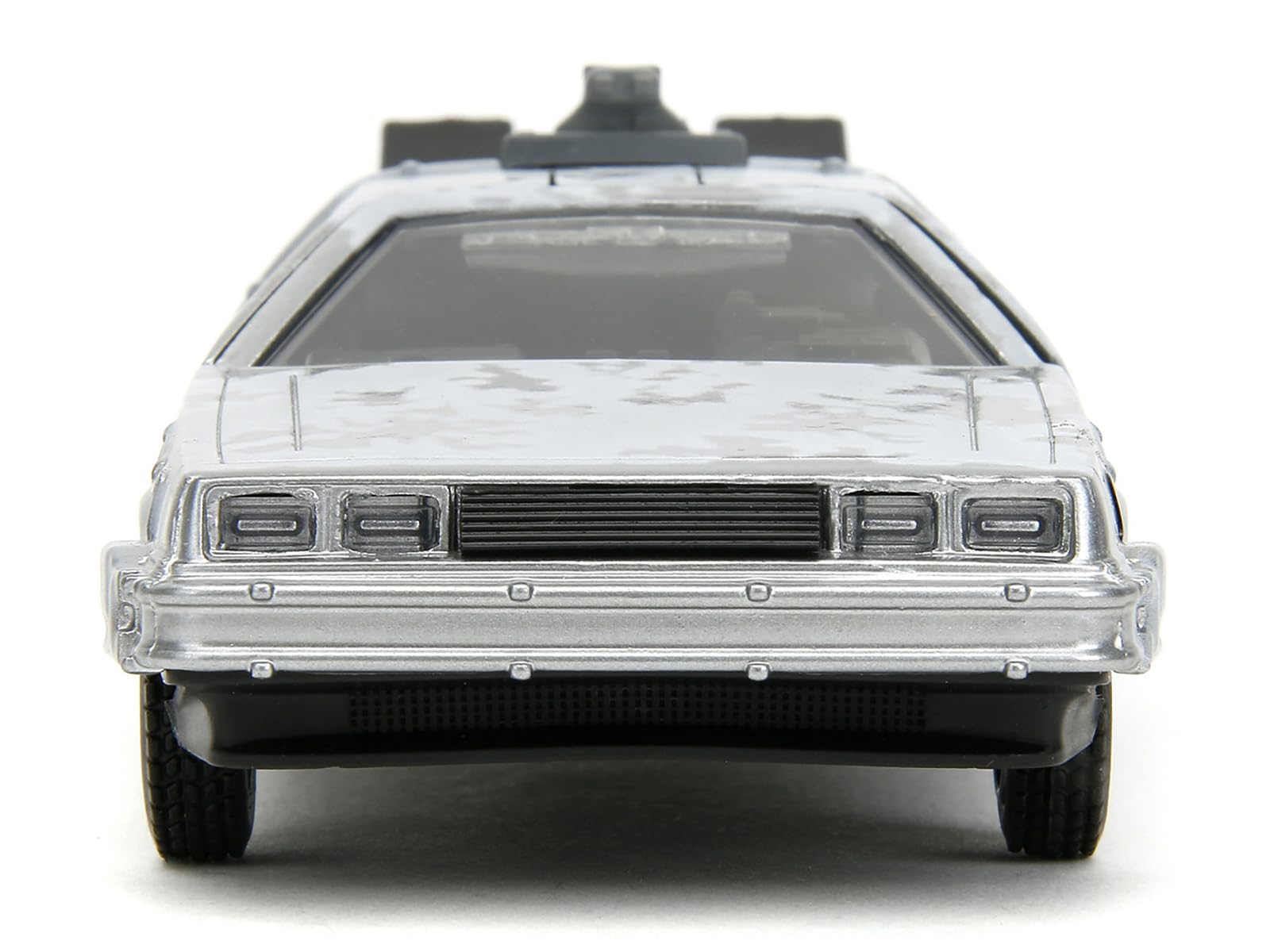 DMC Delorean Time Machine Brushed Metal (Frost Version) Back to The Future (1985) Movie Hollywood Rides Series 1/32 Diecast Model Car by Jada 34785