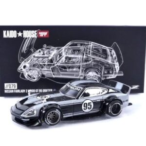 True Scale Miniatures Model Car Compatible with 1:64 Nissan Fairlady Z Kaido GT 95 Drifter V1 Black Grey Limited Edition 1/64 Diecast Model Car Kaido House KHMG079