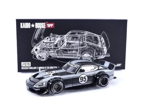 True Scale Miniatures Model Car Compatible with 1:64 Nissan Fairlady Z Kaido GT 95 Drifter V1 Black Grey Limited Edition 1/64 Diecast Model Car Kaido House KHMG079