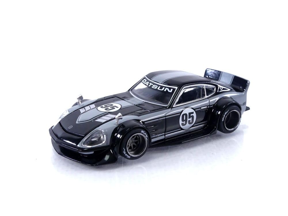 True Scale Miniatures Model Car Compatible with 1:64 Nissan Fairlady Z Kaido GT 95 Drifter V1 Black Grey Limited Edition 1/64 Diecast Model Car Kaido House KHMG079