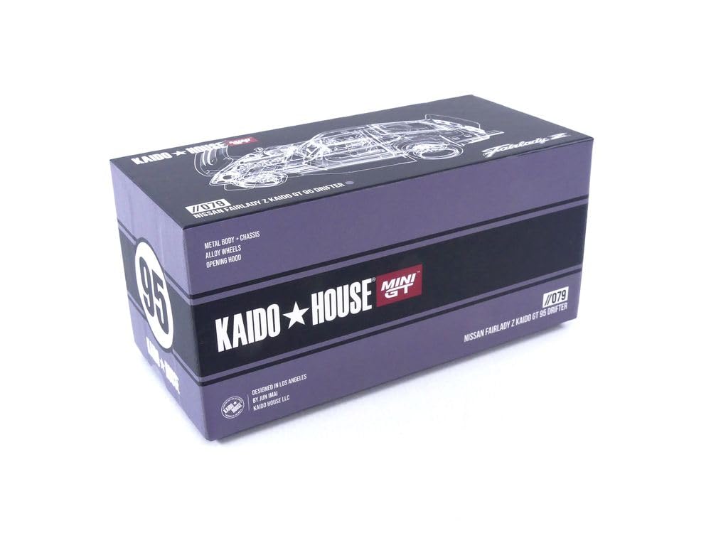 True Scale Miniatures Model Car Compatible with 1:64 Nissan Fairlady Z Kaido GT 95 Drifter V1 Black Grey Limited Edition 1/64 Diecast Model Car Kaido House KHMG079