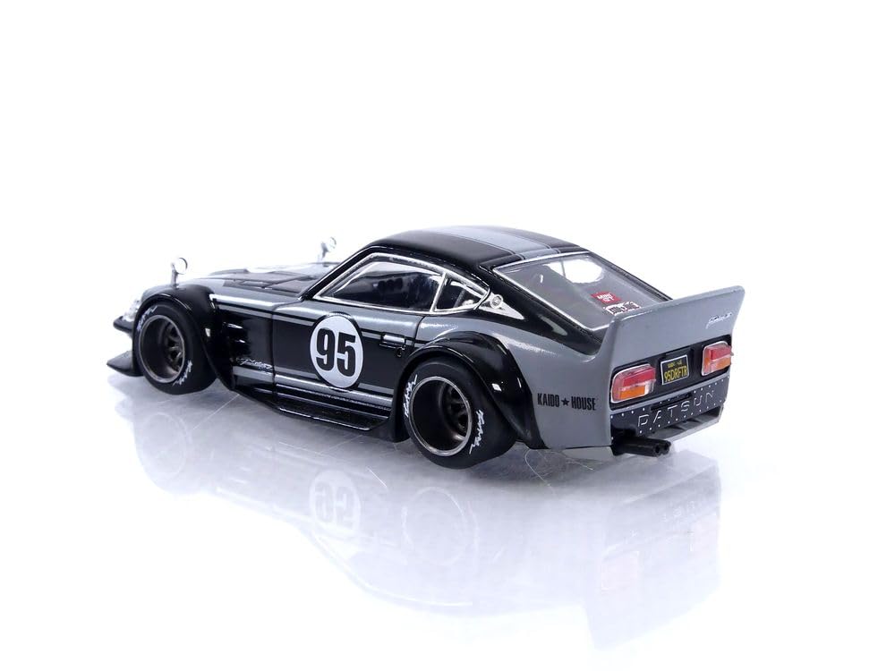 True Scale Miniatures Model Car Compatible with 1:64 Nissan Fairlady Z Kaido GT 95 Drifter V1 Black Grey Limited Edition 1/64 Diecast Model Car Kaido House KHMG079