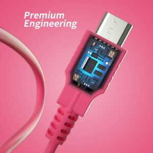 ECHZOVE Charger for Nintendo Switch, Charging Cable for Nintendo Switch OLED Model, Charger Cable for Nintendo Switch Pro Controllers - Pink (4.92ft)