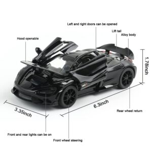 Diecast Toy Car McLaren 765LT Sports Car Model,Zinc Alloy Simulation Casting Pull Back Vehicles,1:32 Scale Mini Supercar Toys with Lights and Music for Toddlers Kids Children Gift (765LT-Black)