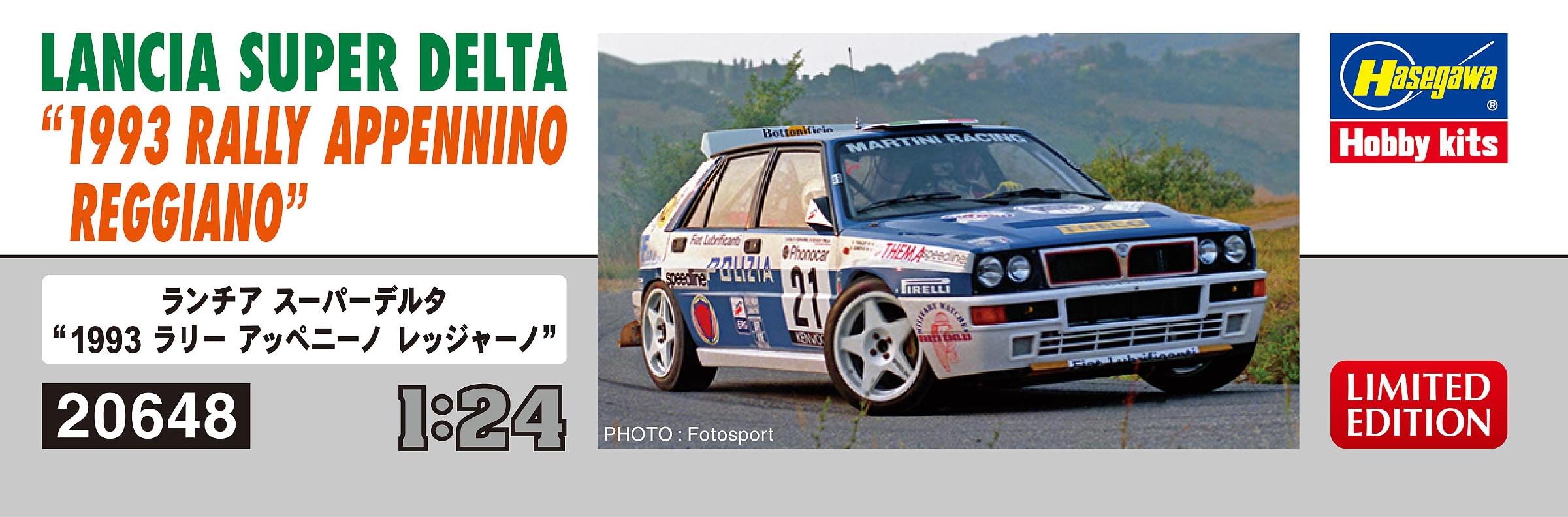 Hasegawa 20648 1/24 Lancia Super Delta, 1993 Rally Appennino Reggiano Model Kit, Multi-Colour