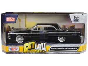 1964 chevy impala lowrider hard top black get low series 1/24 diecast car model by motormax 79021bk-bk