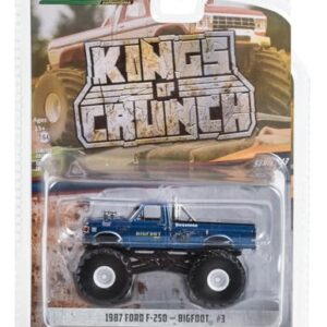 1987 F-250 Monster Truck Blue Metallic Bigfoot #3" "Kings of Crunch Series 13 1/64 Diecast Model Car by Greenlight 49130D