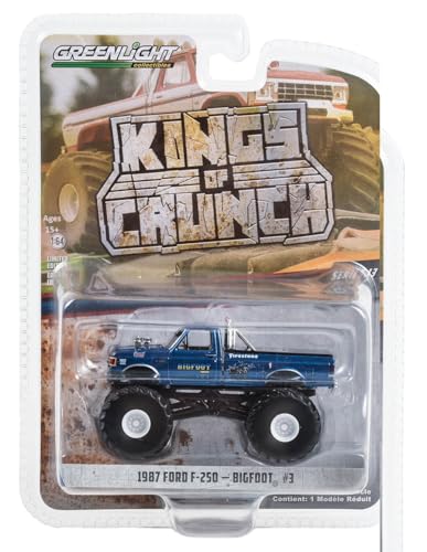 1987 F-250 Monster Truck Blue Metallic Bigfoot #3" "Kings of Crunch Series 13 1/64 Diecast Model Car by Greenlight 49130D