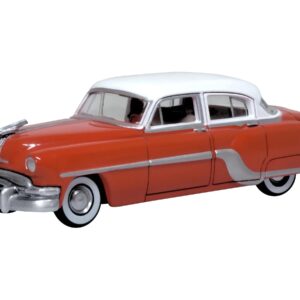 1954 Pontiac Chieftain 4 Door Coral Red with Winter White Top 1/87 (HO) Scale Diecast Model Car by Oxford Diecast 87PC54004