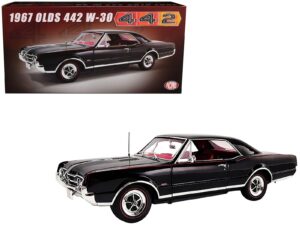 1967 442 w-30 ebony black with red interior limited edition to 690 pieces worldwide 1/18 diecast model car by acme a1805622