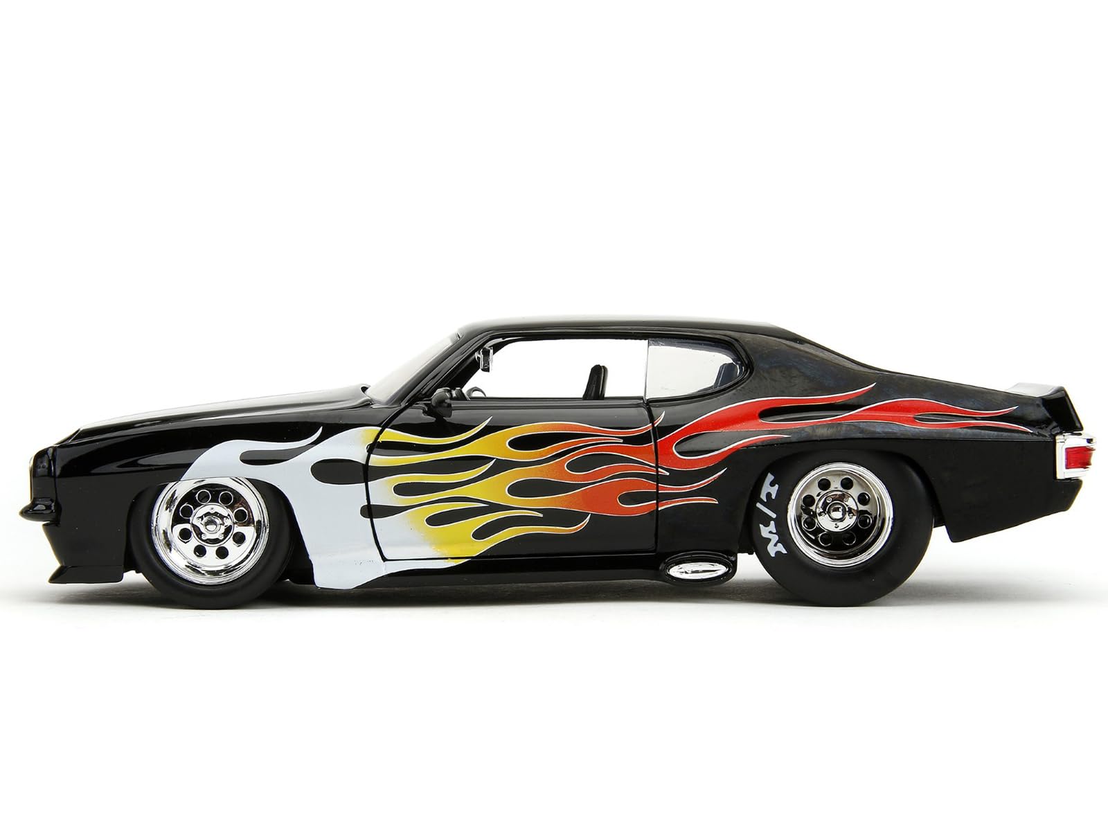 1971 Pontiac GTO Black with Flame Graphics Bigtime Muscle Series 1/24 Diecast Model Car by Jada 35022