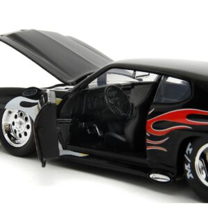 1971 Pontiac GTO Black with Flame Graphics Bigtime Muscle Series 1/24 Diecast Model Car by Jada 35022