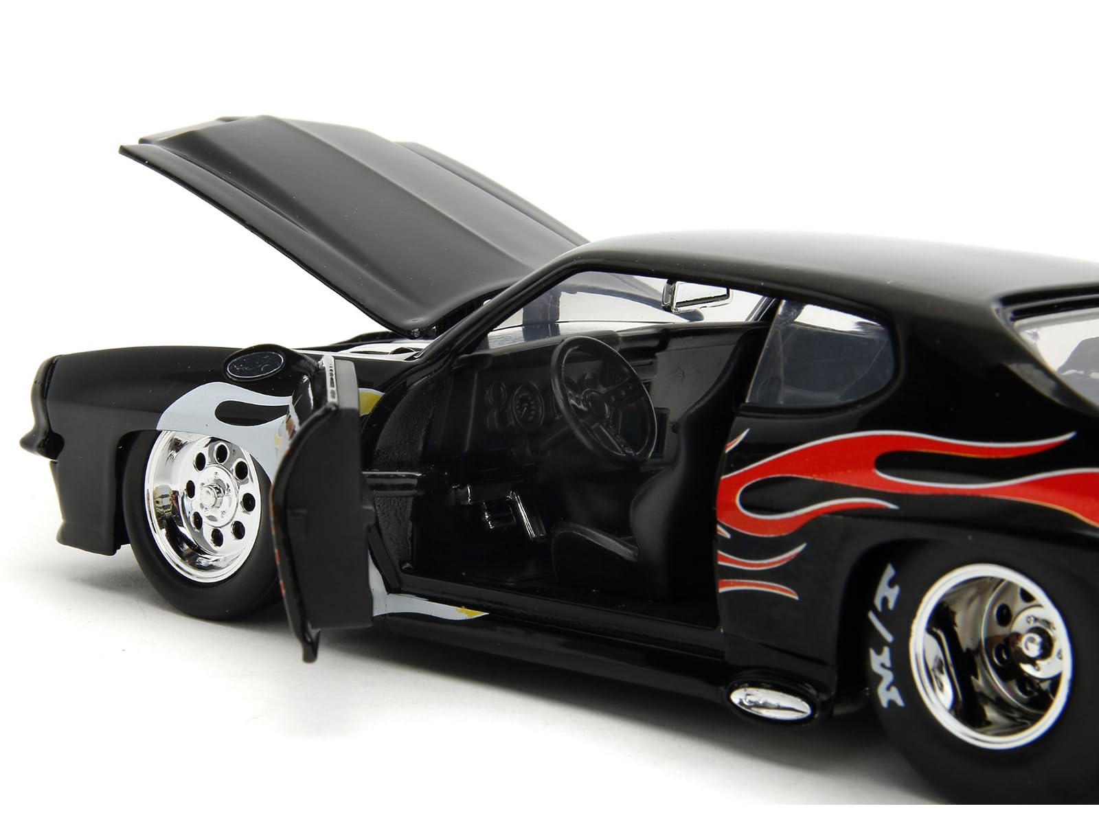 1971 Pontiac GTO Black with Flame Graphics Bigtime Muscle Series 1/24 Diecast Model Car by Jada 35022